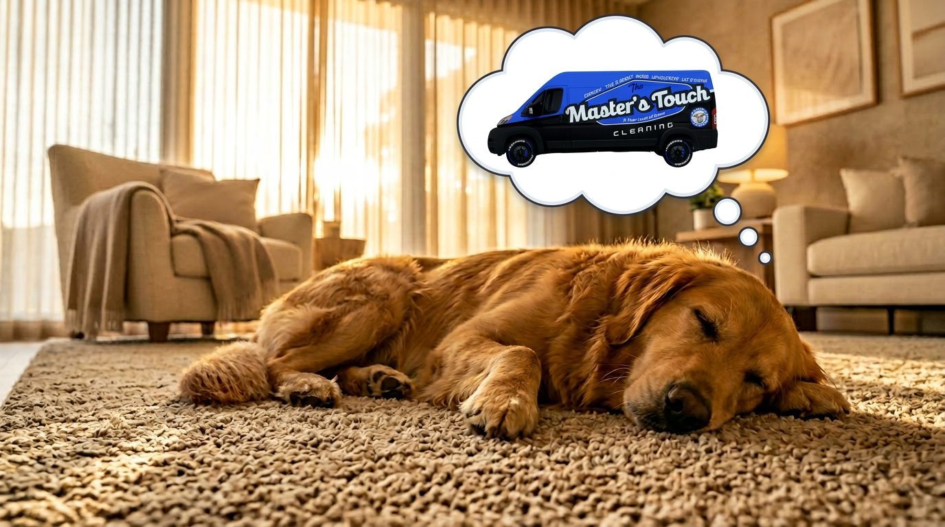 Professional carpet cleaning in a modern living room